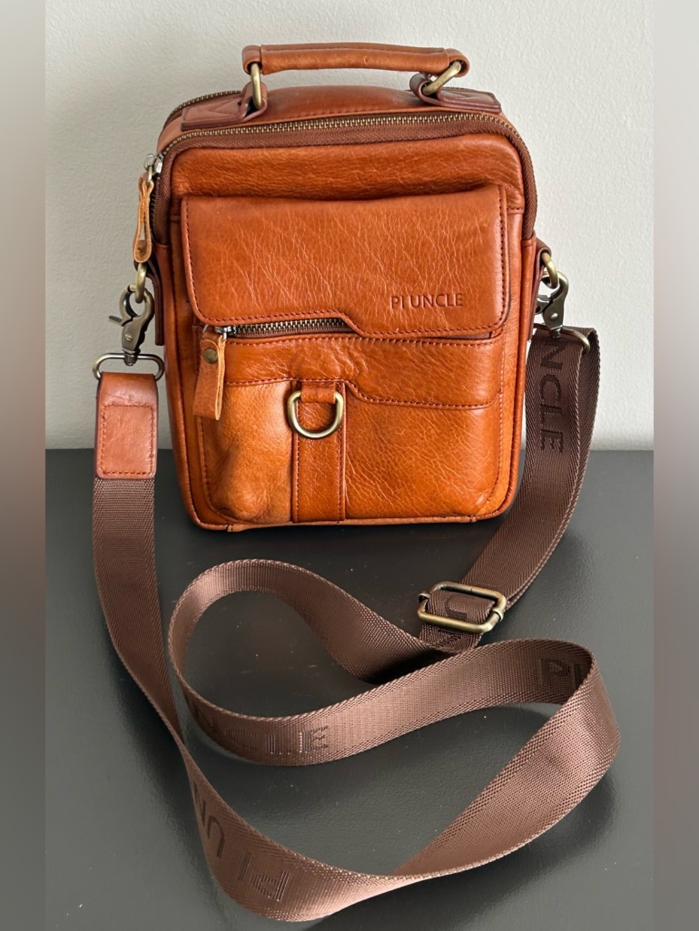 Pluncle Brown Leather Crossbody Messenger Bag bum bag sling bag - Picture 3 of 14